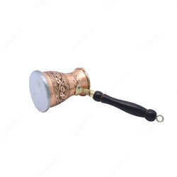 Copperdone Çiçek El İşlemeli Uzun Eskitme Bakır Cezve İndüksiyon Ocak Uyumlu Büyük Boy - 2