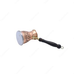 Copperdone Çiçek El İşlemeli Uzun Eskitme Bakır Cezve İndüksiyon Ocak Uyumlu Küçük Boy - 2