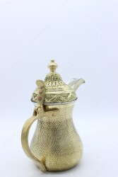 Copperdone El Dövmesi Pirinç Kulplu Dallah Mırra Cezvesi Altın Renk - 3