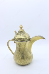 Copperdone El Dövmesi Pirinç Kulplu Dallah Mırra Cezvesi Altın Renk - 5
