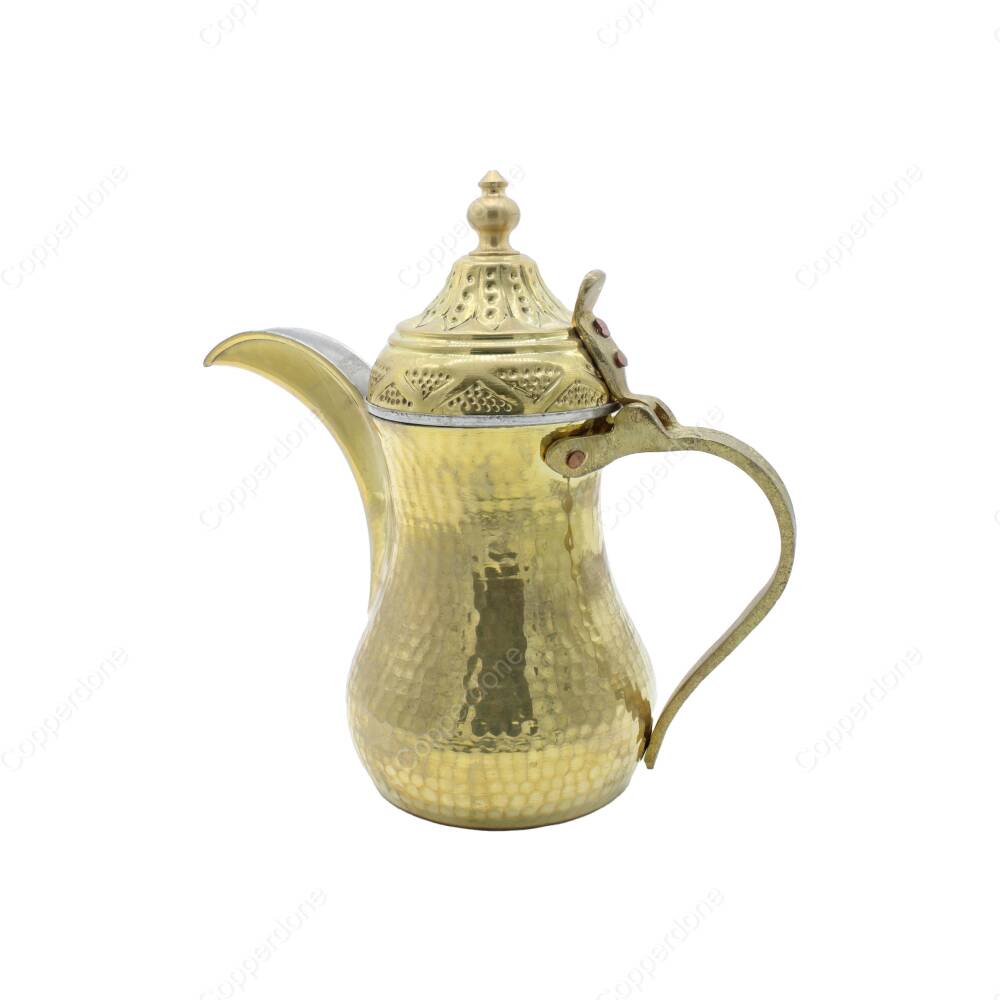 Copperdone El Dövmesi Pirinç Kulplu Dallah Mırra Cezvesi Altın Renk - 1