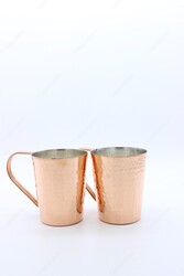 Copperdone El Dövmesi Vintage Bakır Kupa Bardak Bakır Kulplu - 5