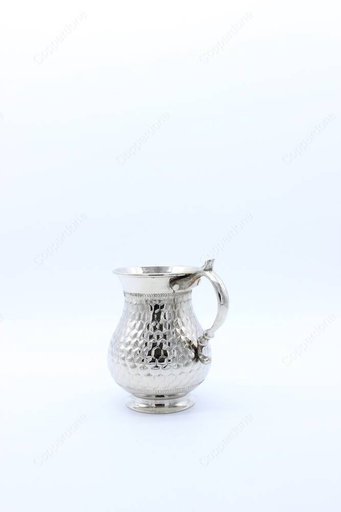 Copperdone El İşlemeli Petek Desenli Bakır Maşrapa Bardak Gümüş Renk - 5