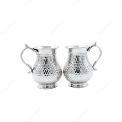 Copperdone El İşlemeli Petek Desenli Bakır Maşrapa Bardak Gümüş Renk - COPPERDONE