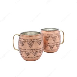 Copperdone El İşlemeli Üzümlü Eskitme Bakır Kupa Moscow Mule Bardak Antik Bakır Renk - COPPERDONE