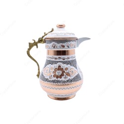Copperdone Erzincan El İşlemeli Kapaklı Otantik Bakır Sürahi Beyaz Renk - 1