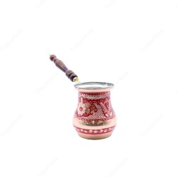 Copperdone Erzincan El İşlemeli Tombik Bakır Cezve Kırmızı Renk Orta Boy - COPPERDONE