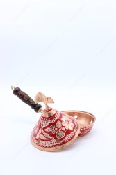 Copperdone Erzincan El İşlemesi Bakır Konik Buhurdanlık Tütsülük Kırmızı - 3