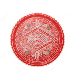 Copperdone Erzincan El İşlemesi Otantik Bakır Tepsi Kırmızı Renk - COPPERDONE