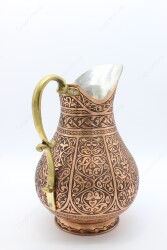 Copperdone Fine Handcrafted Hand Engraved Chisel Work Copper Jug Decanter Antique Copper Color Ottoman Collection 2 - 3