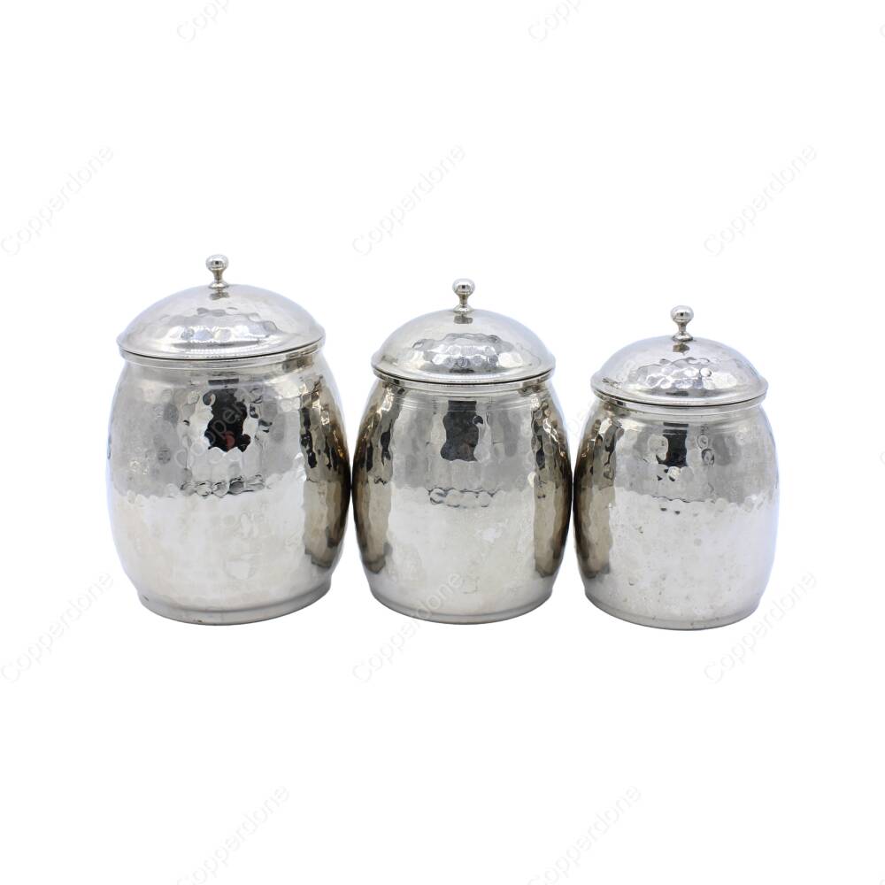 Copperdone Gaziantep El Dövmesi Bakır Şekerlik ve Baharatlık Seti Gümüş Renk - 1