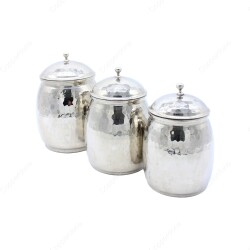 Copperdone Gaziantep El Dövmesi Bakır Şekerlik ve Baharatlık Seti Gümüş Renk - 2