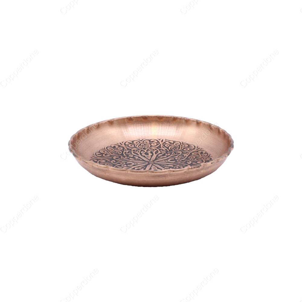 Copperdone Gaziantep El İşlemesi Bakır Çerezlik Kahvaltılık Mezelik Sosluk Antik Desenli Bakır Renk Orta Boy - 1