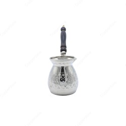 Copperdone Gaziantep Handmade Hand Engraved Copper Coffee Pot Cezve Ibrik Briki Turkish Greek Arabic Coffee Maker Shiny Silver Color Small - 2