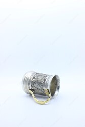 Copperdone Handcrafted Chisel Work Turkish Copper Mug Masrapa Cup Antic Silver Color Model 2 - 3