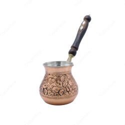 Copperdone Handmade Floral Motif Hand Engraved Copper Coffee Pot Cezve Ibrik Briki Turkish Greek Arabic Coffee Maker Antique Copper Color Large - COPPERDONE