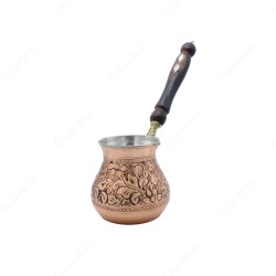 Copperdone Handmade Floral Motif Hand Engraved Copper Coffee Pot Cezve Ibrik Briki Turkish Greek Arabic Coffee Maker Antique Copper Color Medium - COPPERDONE