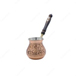 Copperdone Handmade Floral Motif Hand Engraved Copper Coffee Pot Cezve Ibrik Briki Turkish Greek Arabic Coffee Maker Antique Copper Color Small - COPPERDONE
