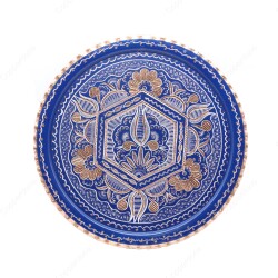 Copperdone Handmade Hand Crafted Copper Turkish Greek Coffee Tea Serving Tray Blue Color - COPPERDONE