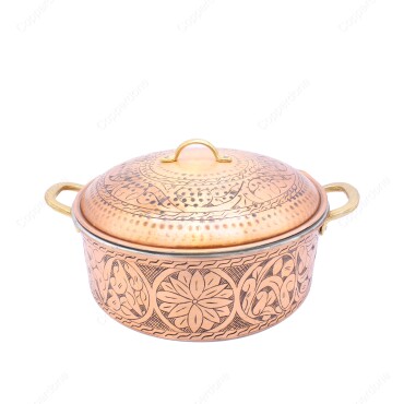 HANDMADE Pure Copper Cookware Set, Thick Double Handle Brass Handle Pot  with Lid