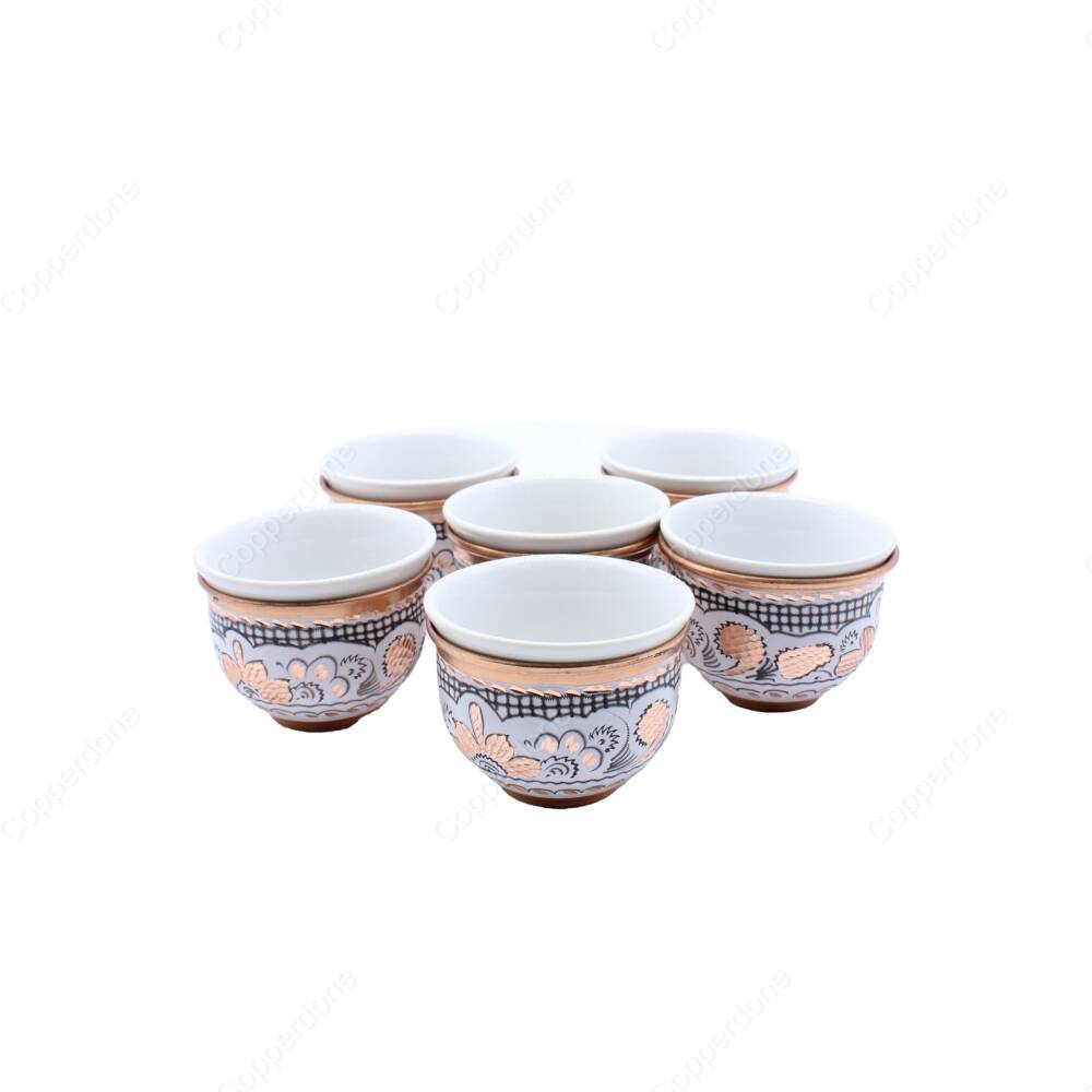 Copperdone Handmade Handcrafted Copper Turkish Arabic Coffee Mırra Fincan Serving Cup White Color - 1
