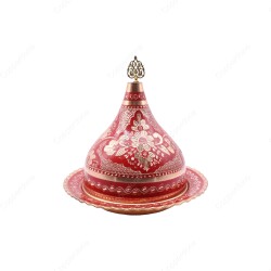 Copperdone Handmade Handcrafted Dome Model Copper Sugar Bowl Red Color - 1