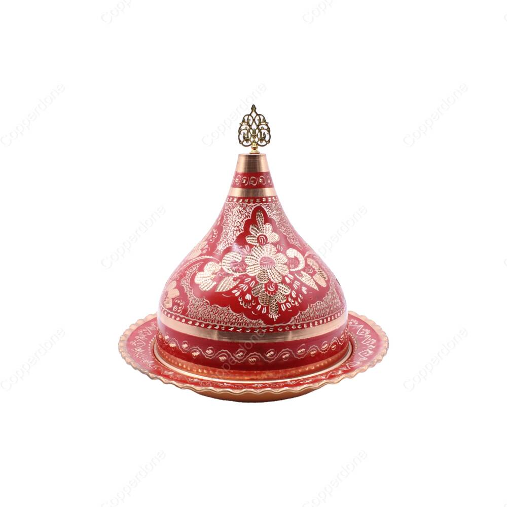 Copperdone Handmade Handcrafted Dome Model Copper Sugar Bowl Red Color - 1