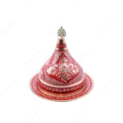 Copperdone Handmade Handcrafted Dome Model Copper Sugar Bowl Red Color - 2