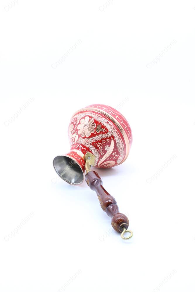 Copperdone Handmade Handcrafted Russian Model Copper Coffee Pot Cezve Ibrik Briki Turkish Greek Arabic Coffee Maker Red Color - 3