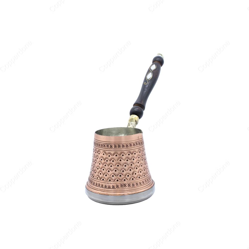 Copperdone Otantik El İşlemeli Bakır Cezve İndüksiyon Ocak Uyumlu Küçük Boy - 1