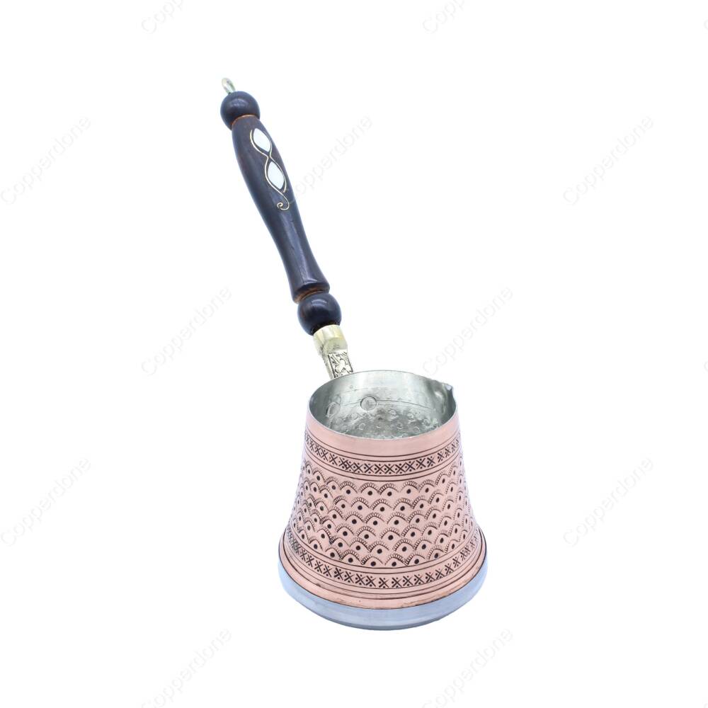 Copperdone Otantik El İşlemeli Bakır Cezve İndüksiyon Ocak Uyumlu Orta Boy - 2