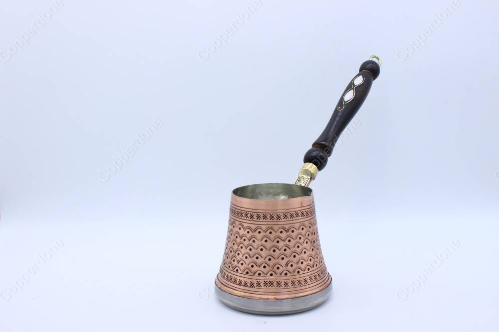 Copperdone Otantik El İşlemeli Bakır Cezve İndüksiyon Ocak Uyumlu Orta Boy - 4