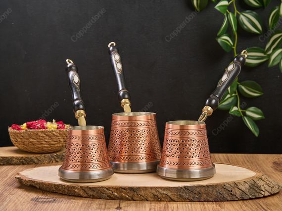 Copperdone Otantik El İşlemeli Bakır Cezve İndüksiyon Ocak Uyumlu - 8